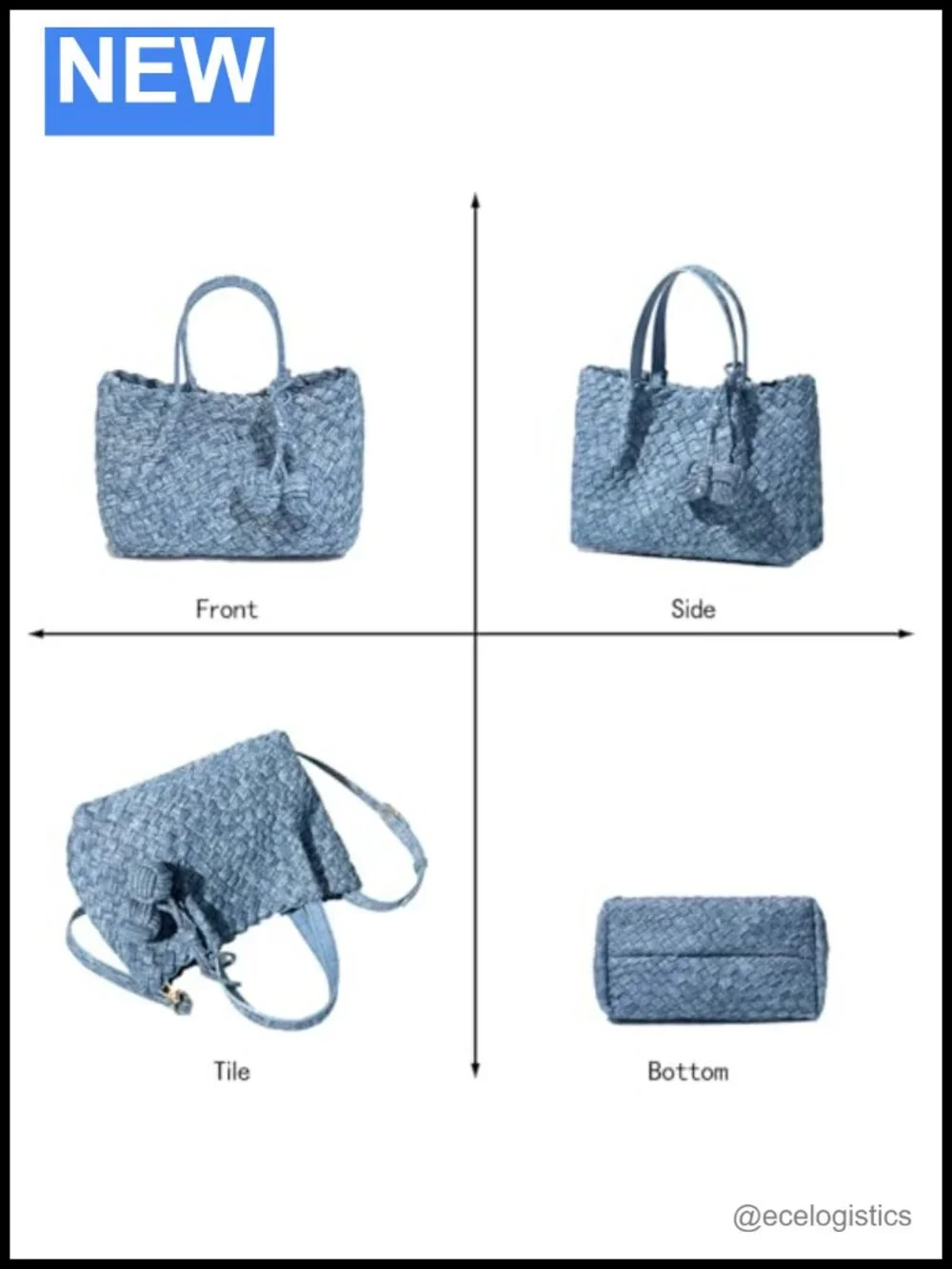 Woven Vegan Leather Tote Bag for Women, Large Hobo Shoulder Bag, Work Beach